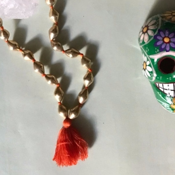 Anthro Metal Beaded Tassel Necklace Roost Midi - Picture 2 of 6